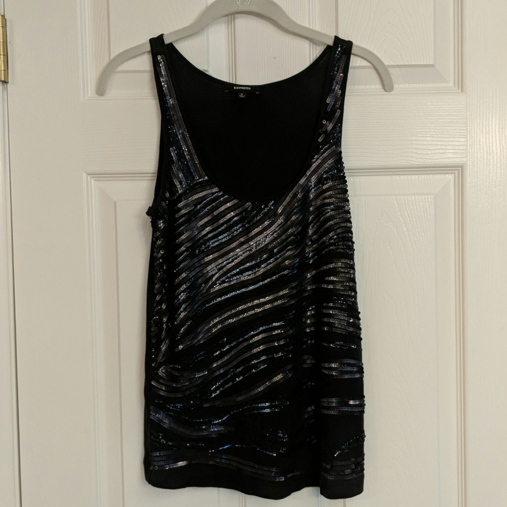 Gorgeous Black Express Tank Top with Black Sequin